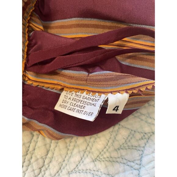 VTG Calvin Klein 100% Silk Stripped School Girl Pull On Mini Skirt Size 4 - Picture 5 of 11